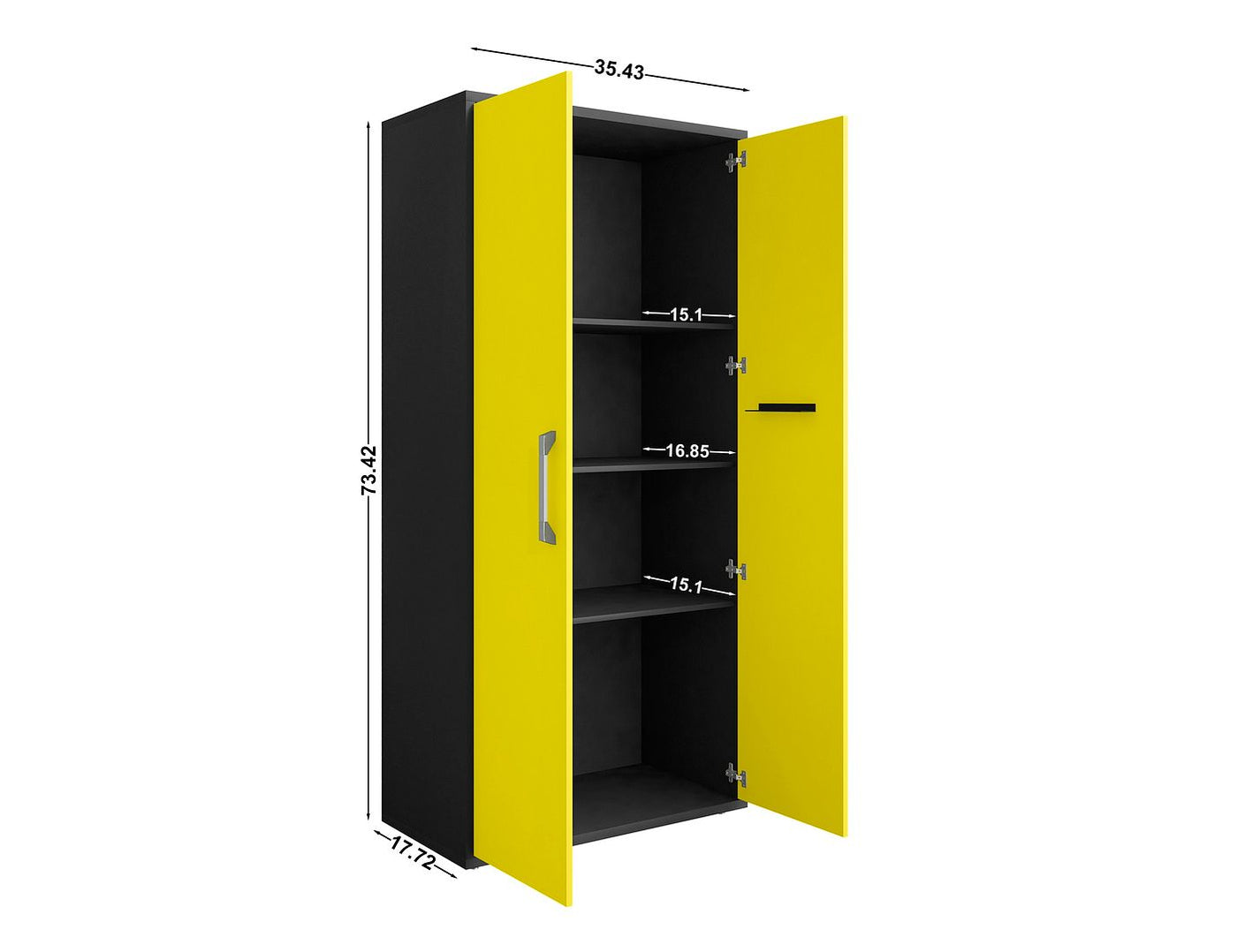 Lunde Storage Cabinet - Matte Black/Yellow - Set of 3