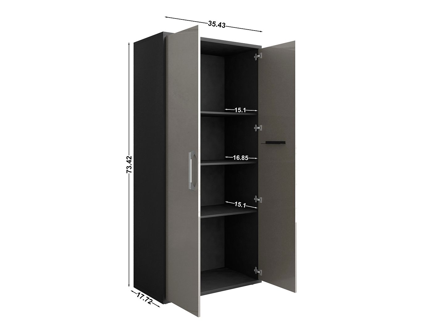 Lunde Storage Cabinet - Matte Black/Grey - Set of 3