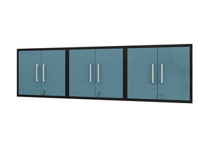 Lunde Floating Garage Cabinet - Matte Black/Aqua Blue - Set of 3