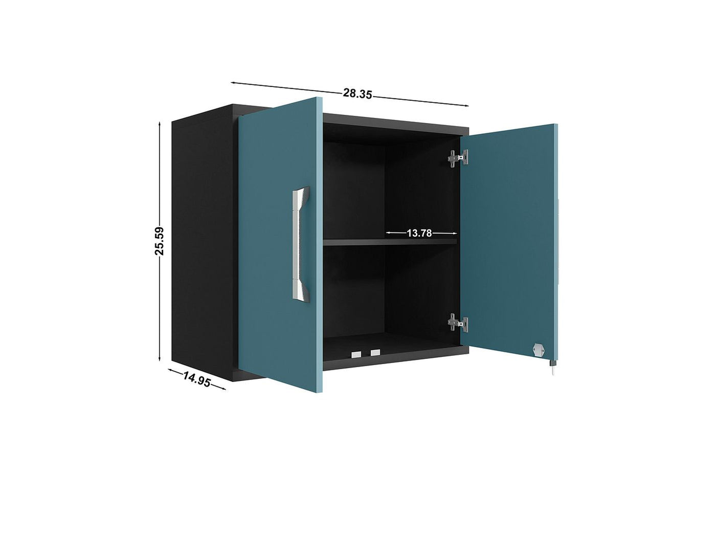 Lunde Floating Garage Cabinet - Matte Black/Aqua Blue - Set of 3