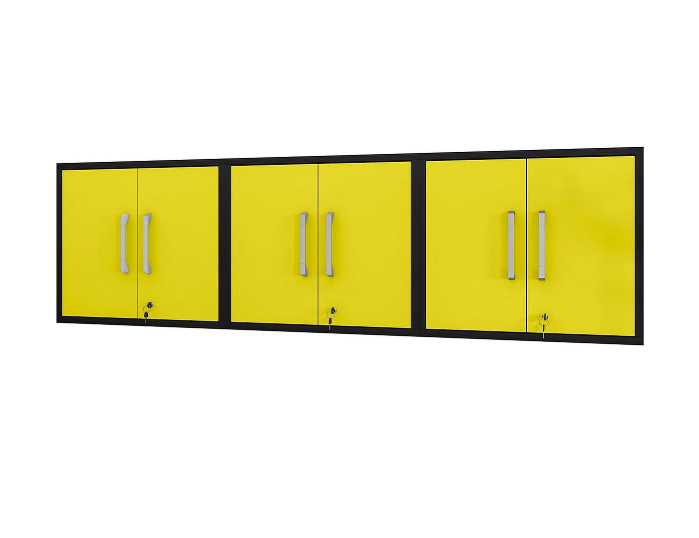 Lunde Floating Garage Cabinet - Matte Black/Yellow - Set of 3