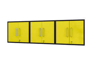 Lunde Floating Garage Cabinet - Matte Black/Yellow - Set of 3