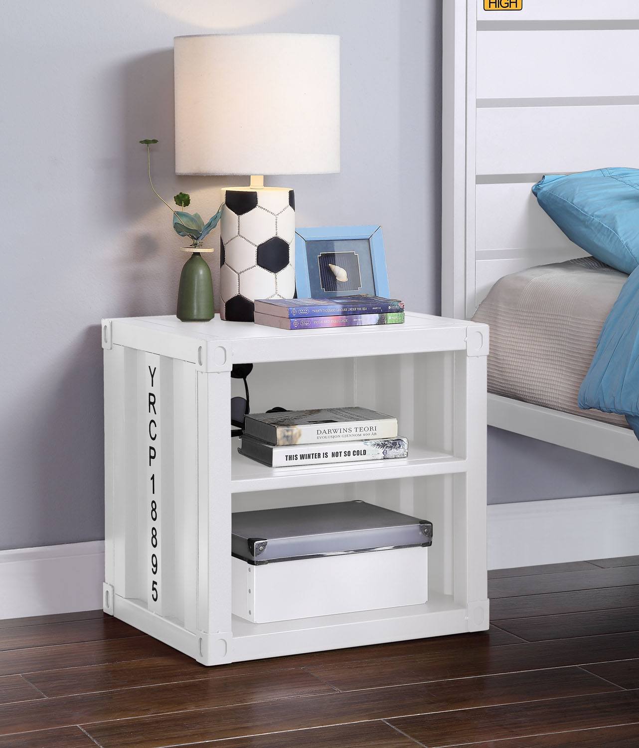 Konto Industrial Nightstand - White