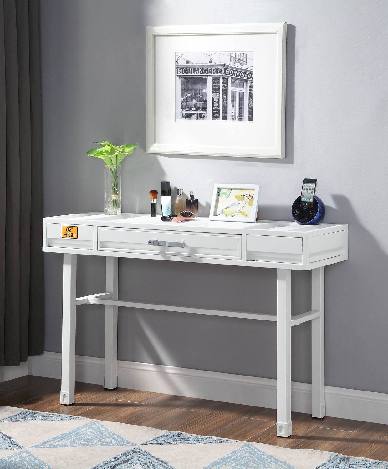 Konto Industrial Office/Vanity Desk - White