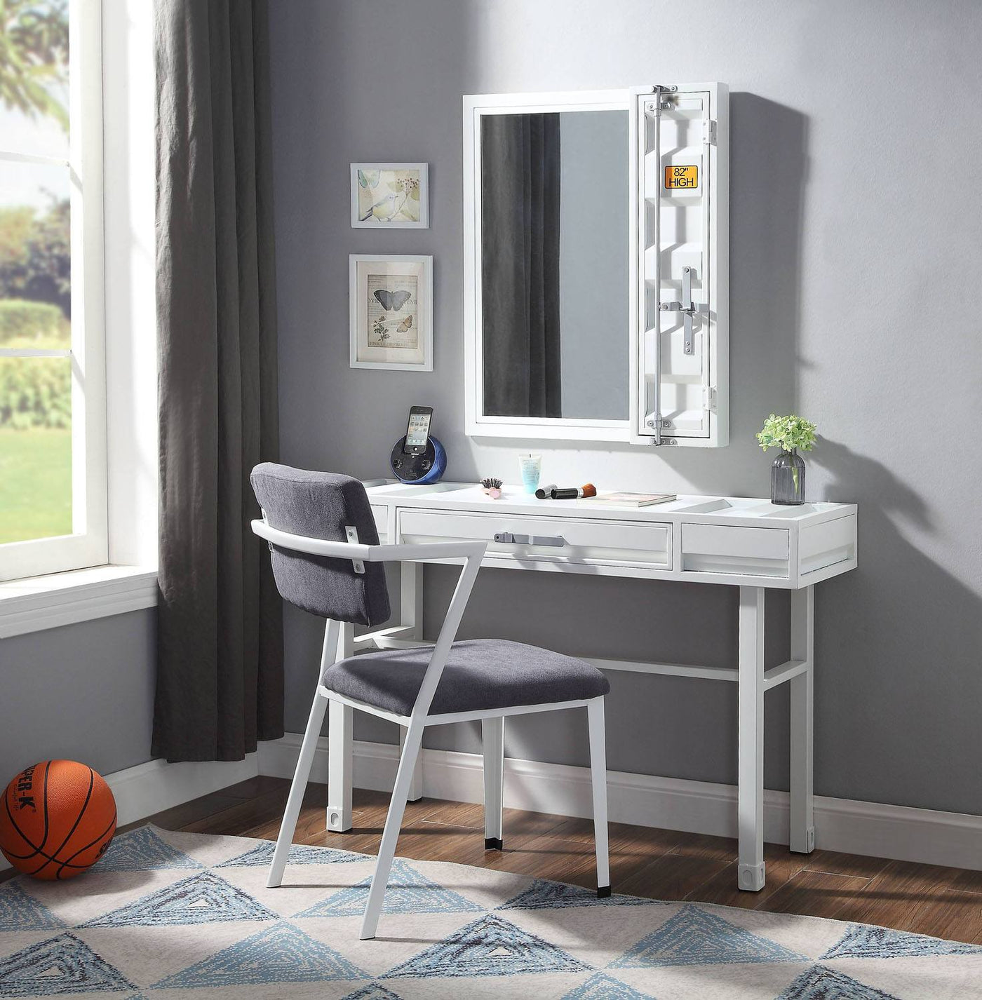 Konto Industrial Office/Vanity Desk - White