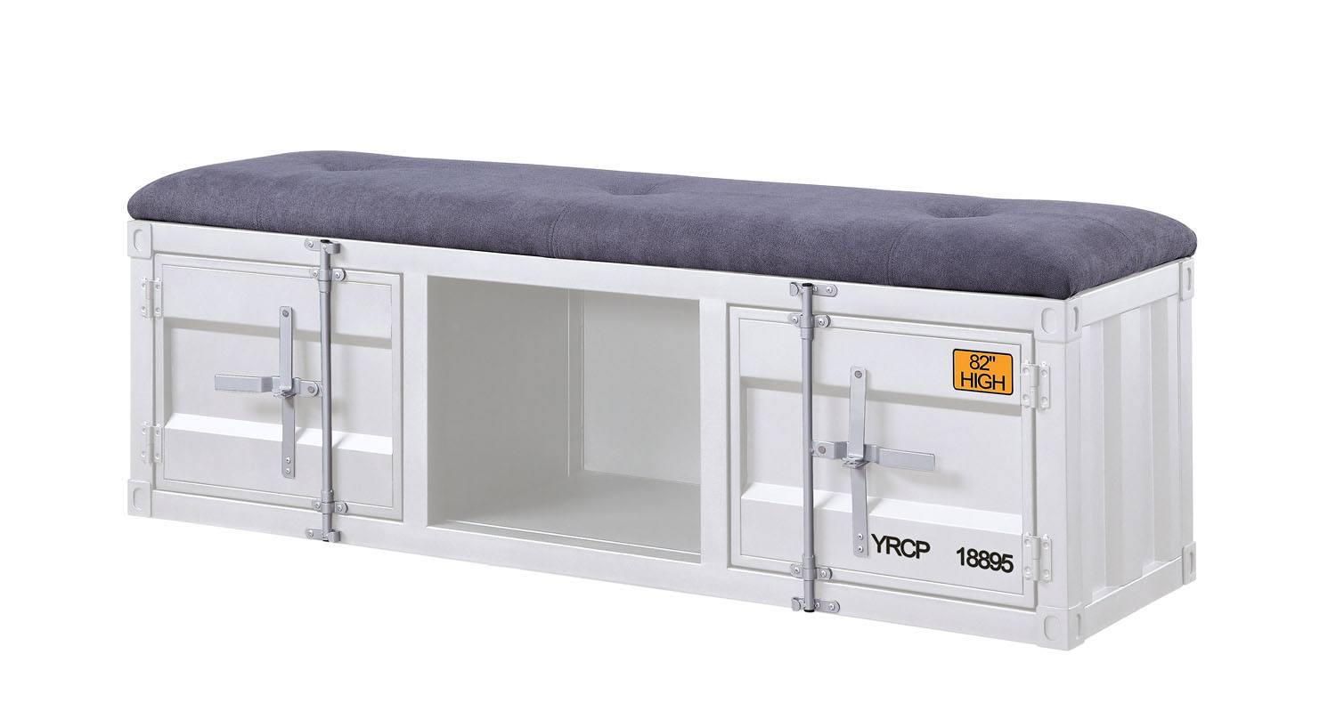 Konto Industrial Storage Bench - White/Grey