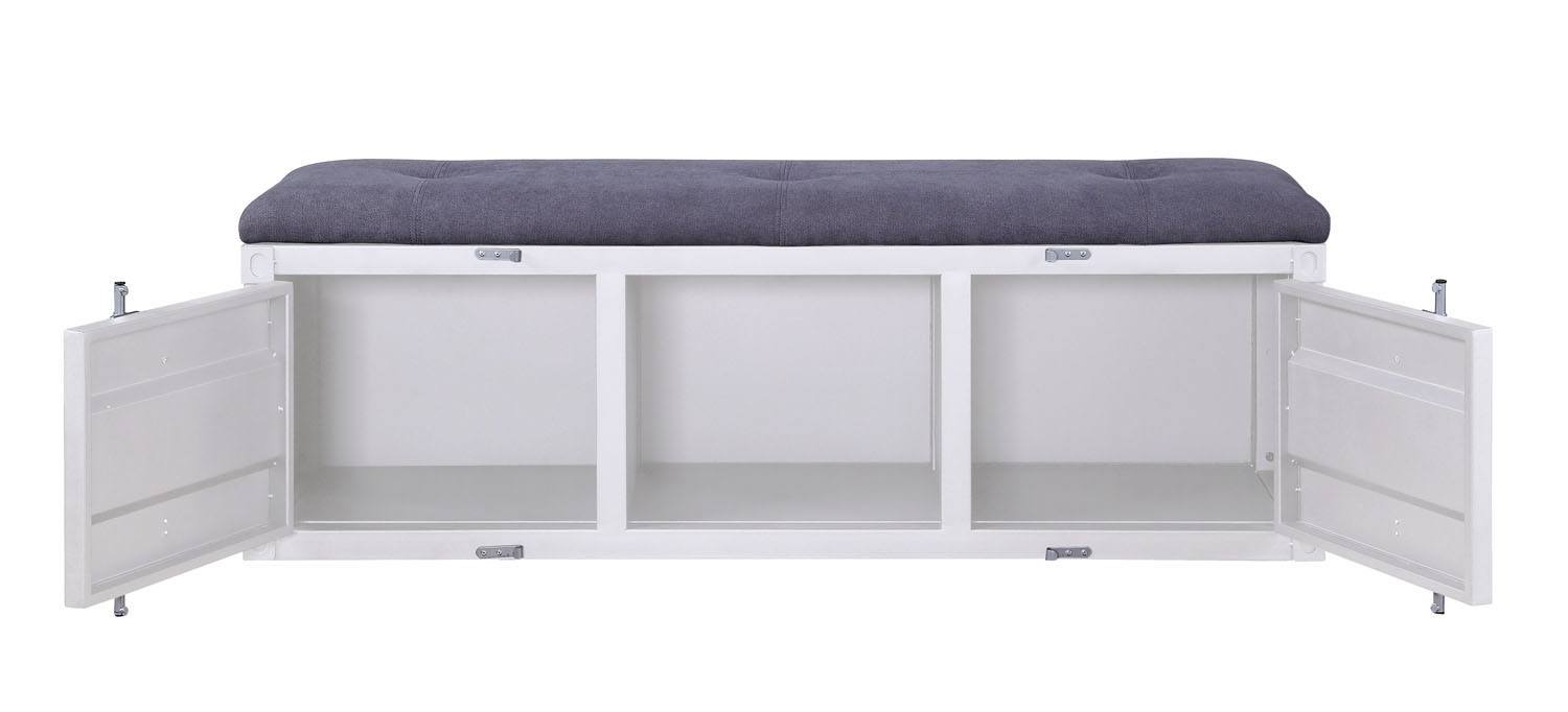 Konto Industrial Storage Bench - White/Grey