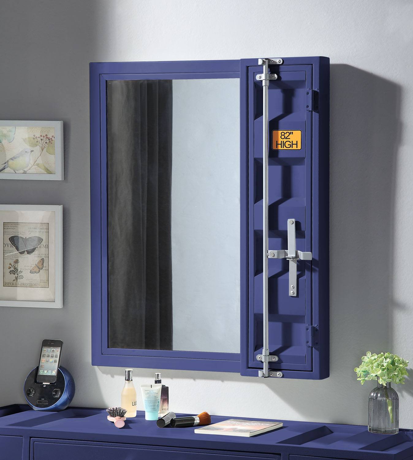 Konto Industrial Vanity Mirror - Blue