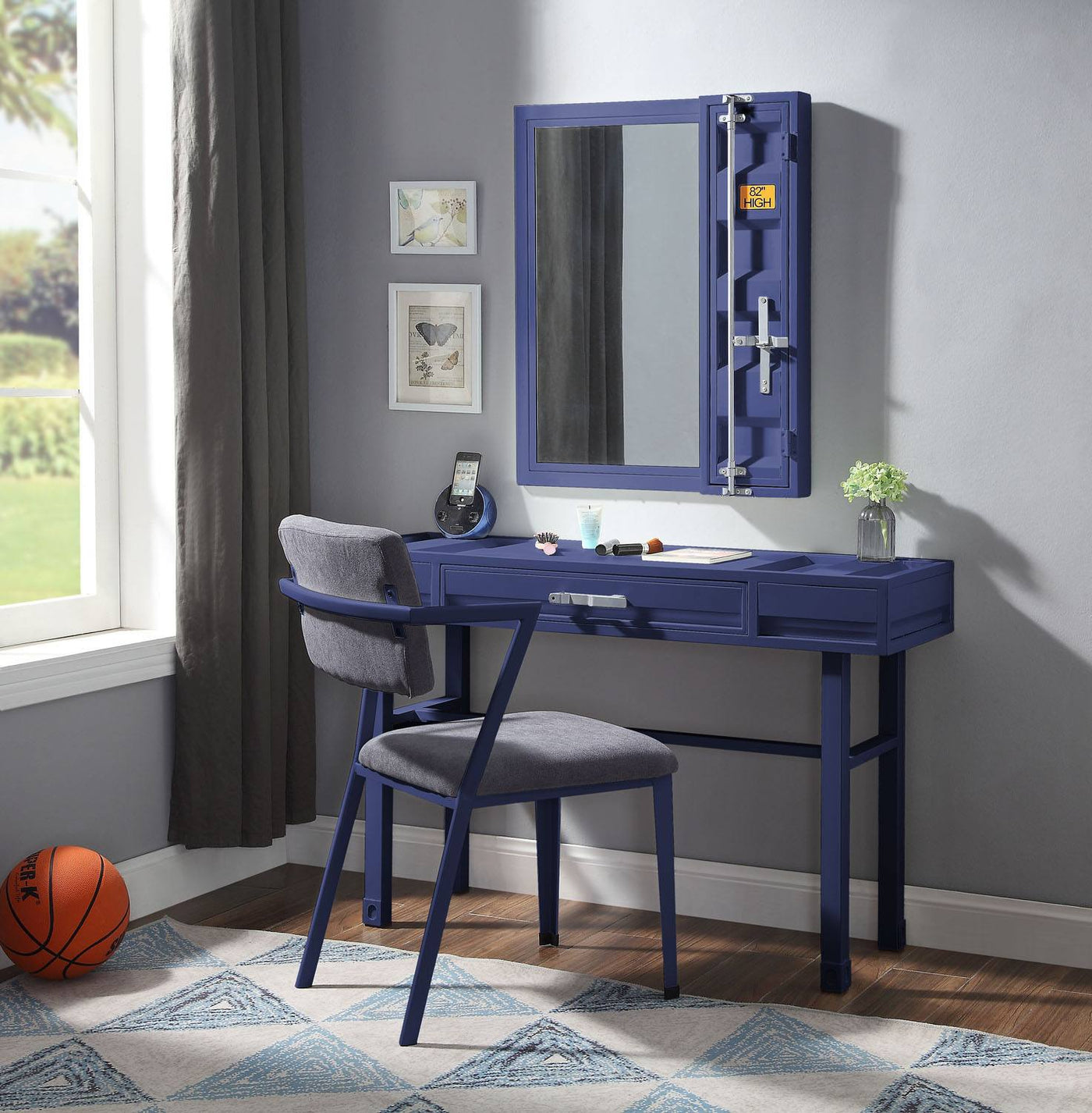 Konto Industrial Office/Vanity Desk - Blue