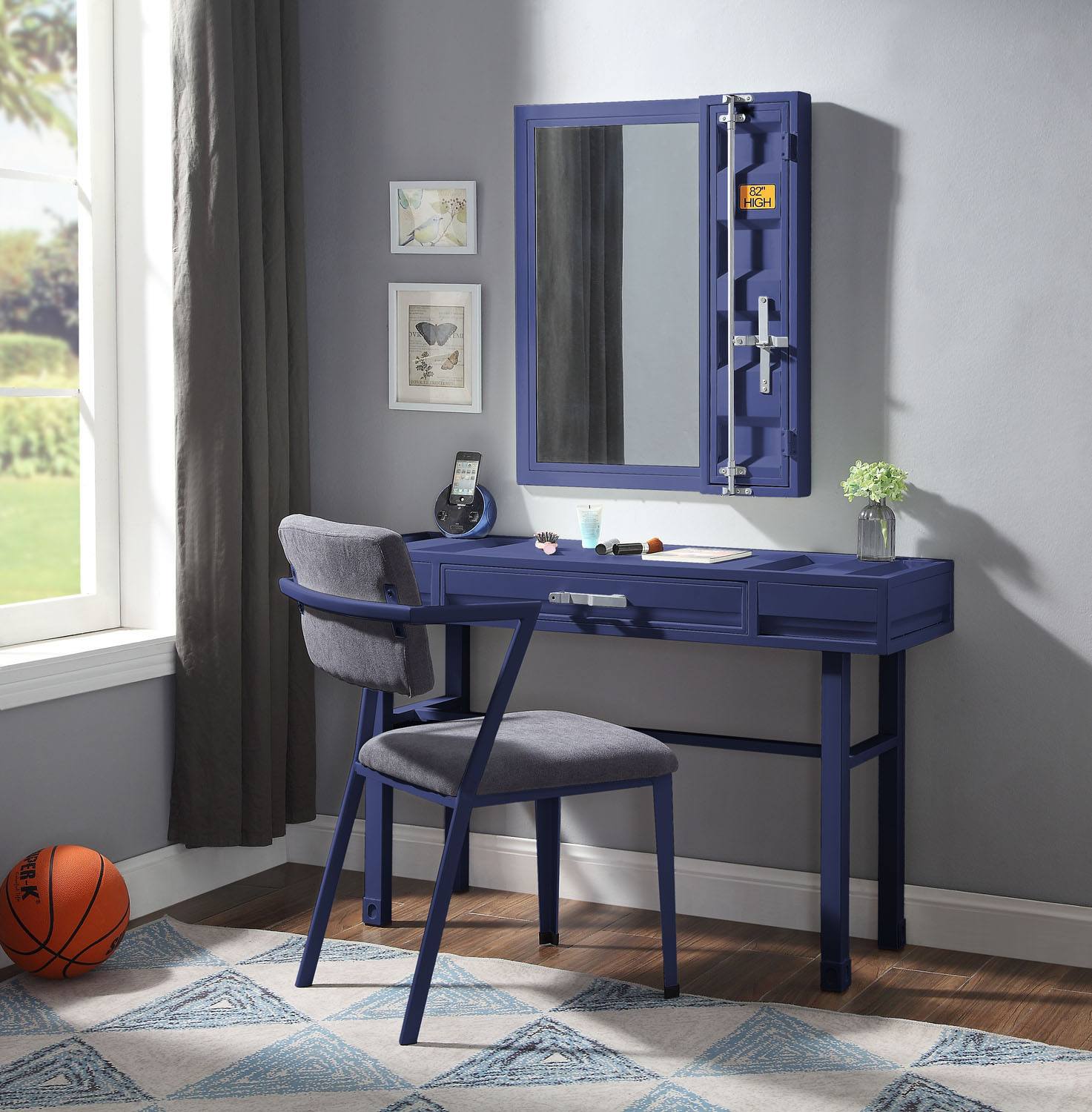 Konto Industrial Office/Vanity Desk - Blue