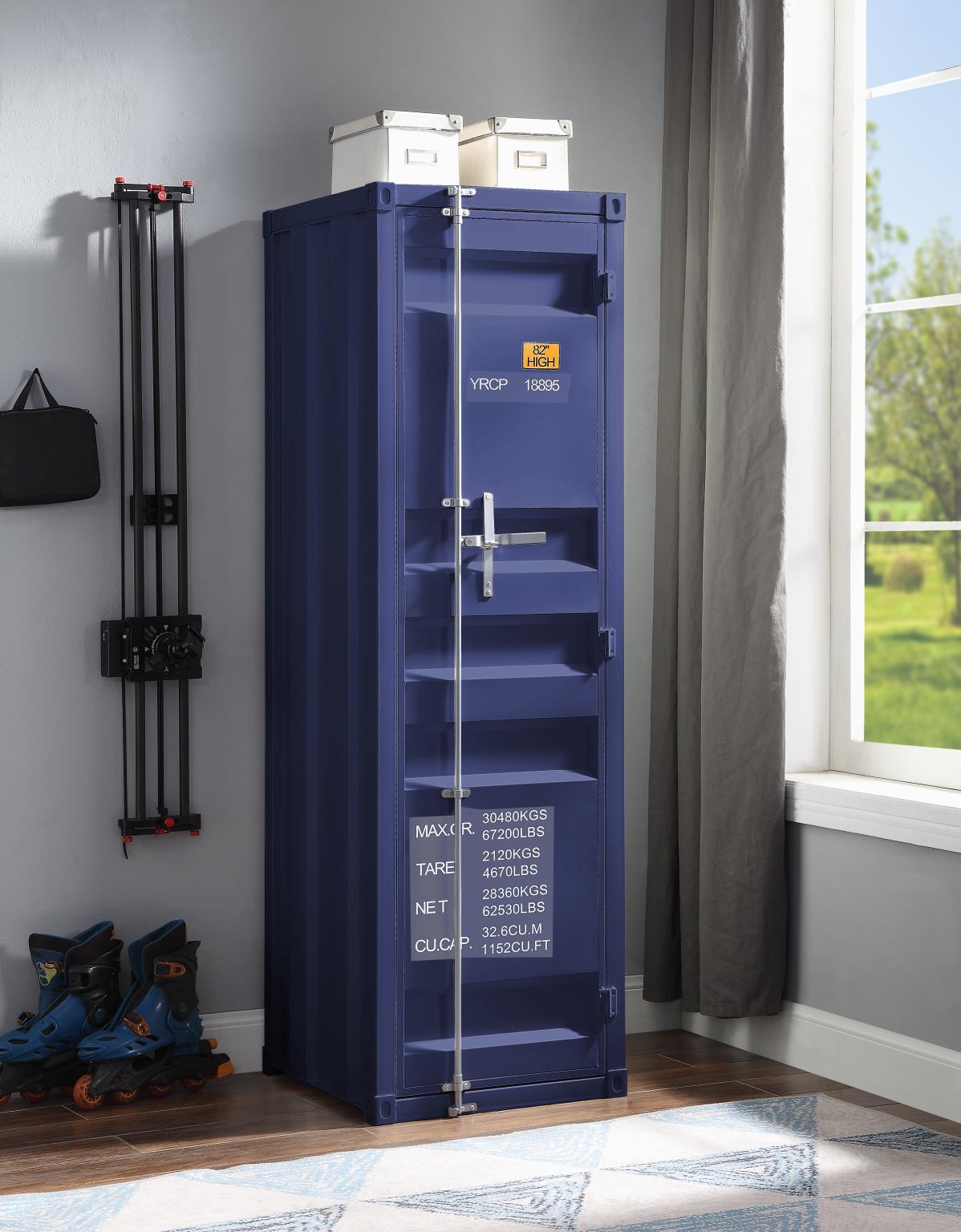 Konto Industrial Tall Wardrobe - Blue