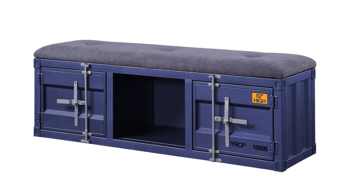 Konto Industrial Storage Bench - Blue/Grey