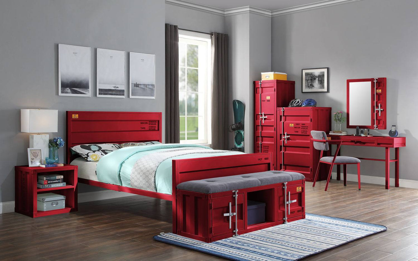 Konto Industrial Full Bed - Red