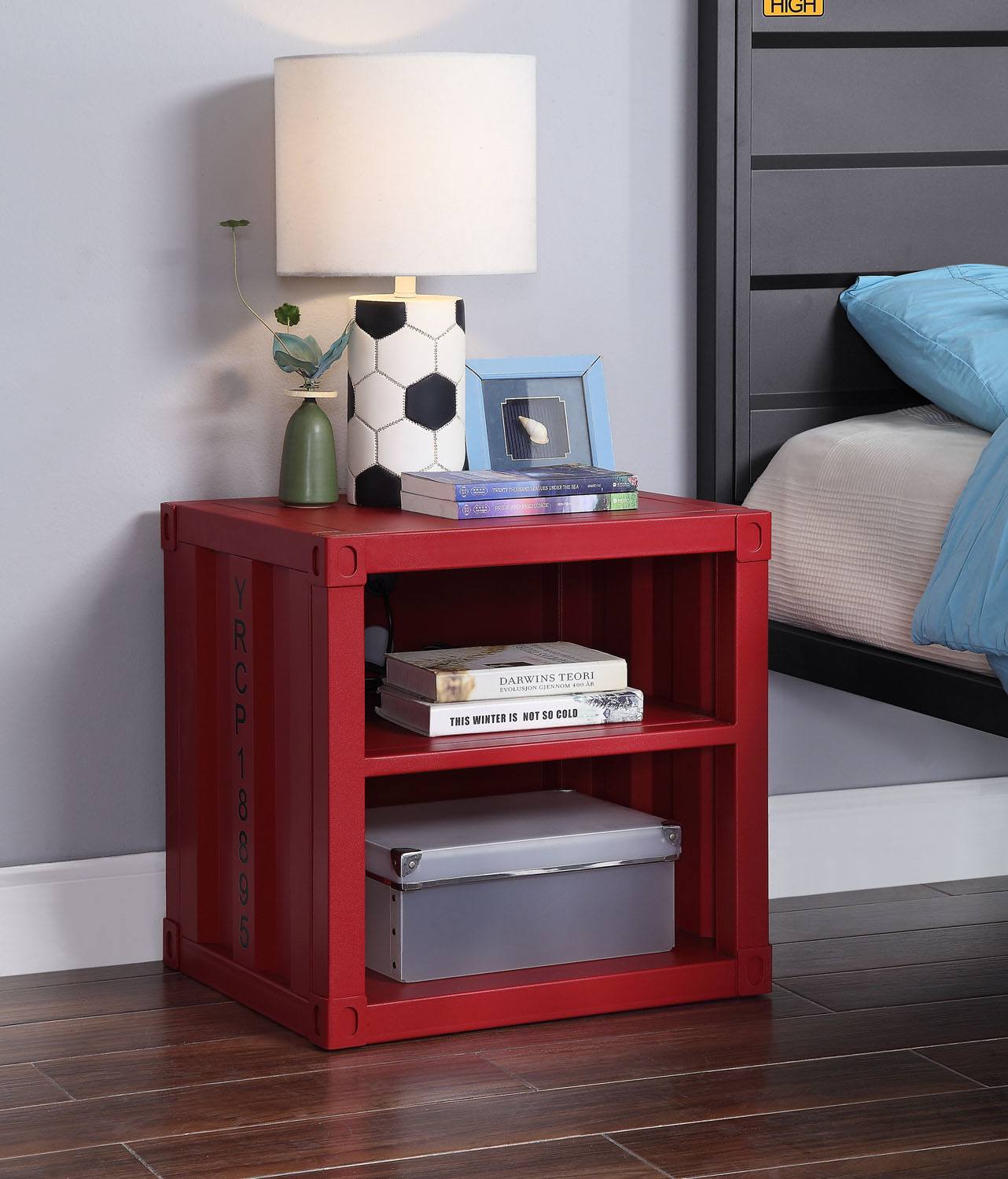 Konto Industrial Nightstand - Red