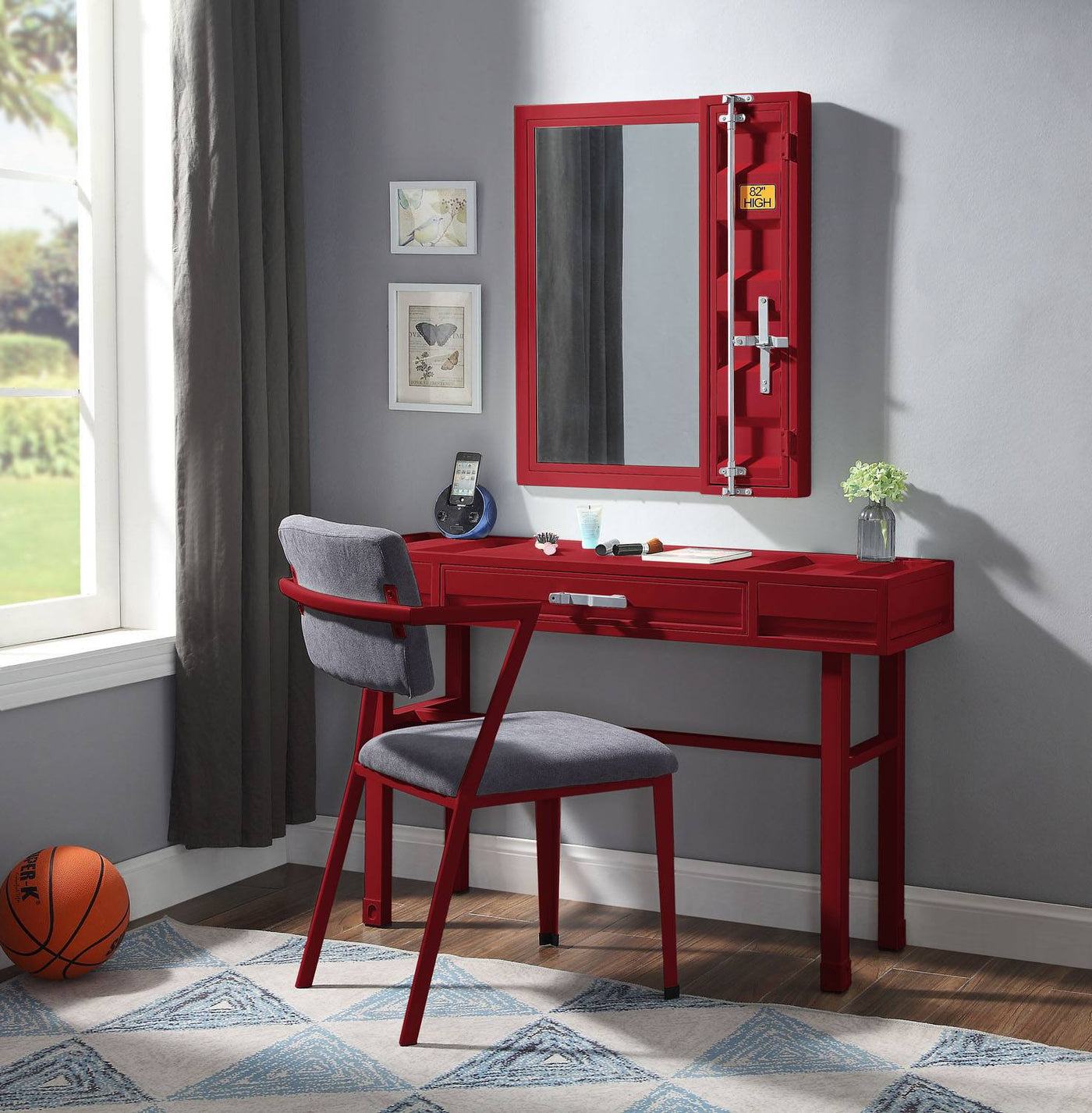 Konto Industrial Office/Vanity Desk - Red