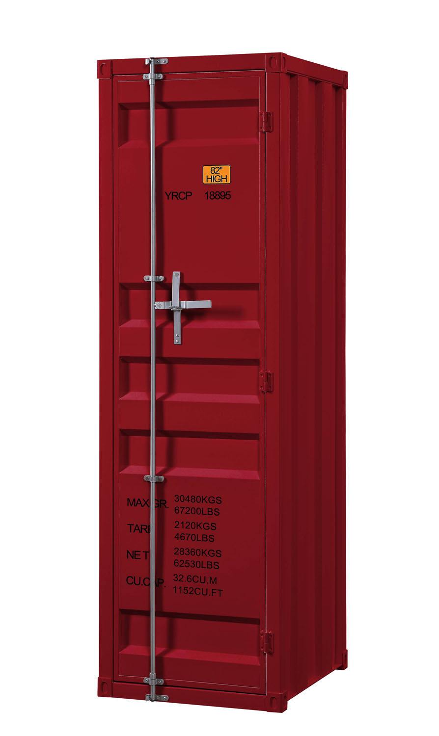 Konto Industrial Tall Wardrobe - Red