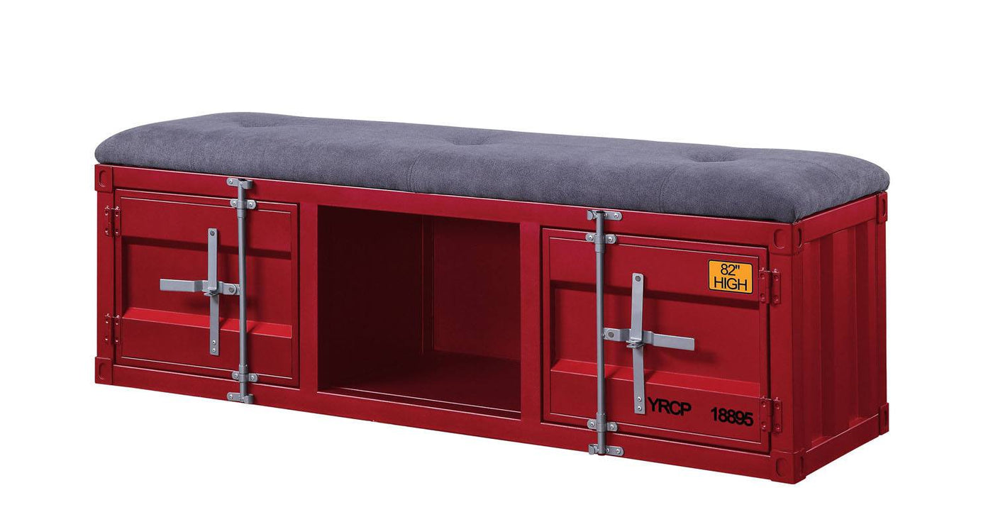 Konto Industrial Storage Bench - Red/Grey