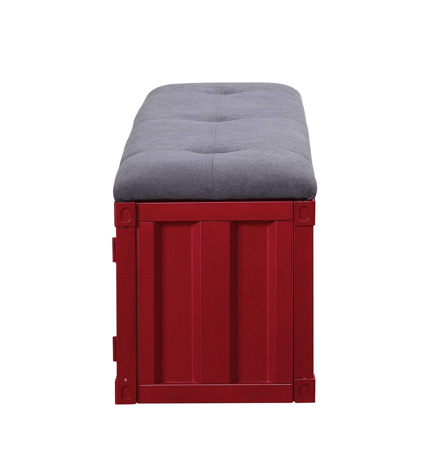 Konto Industrial Storage Bench - Red/Grey