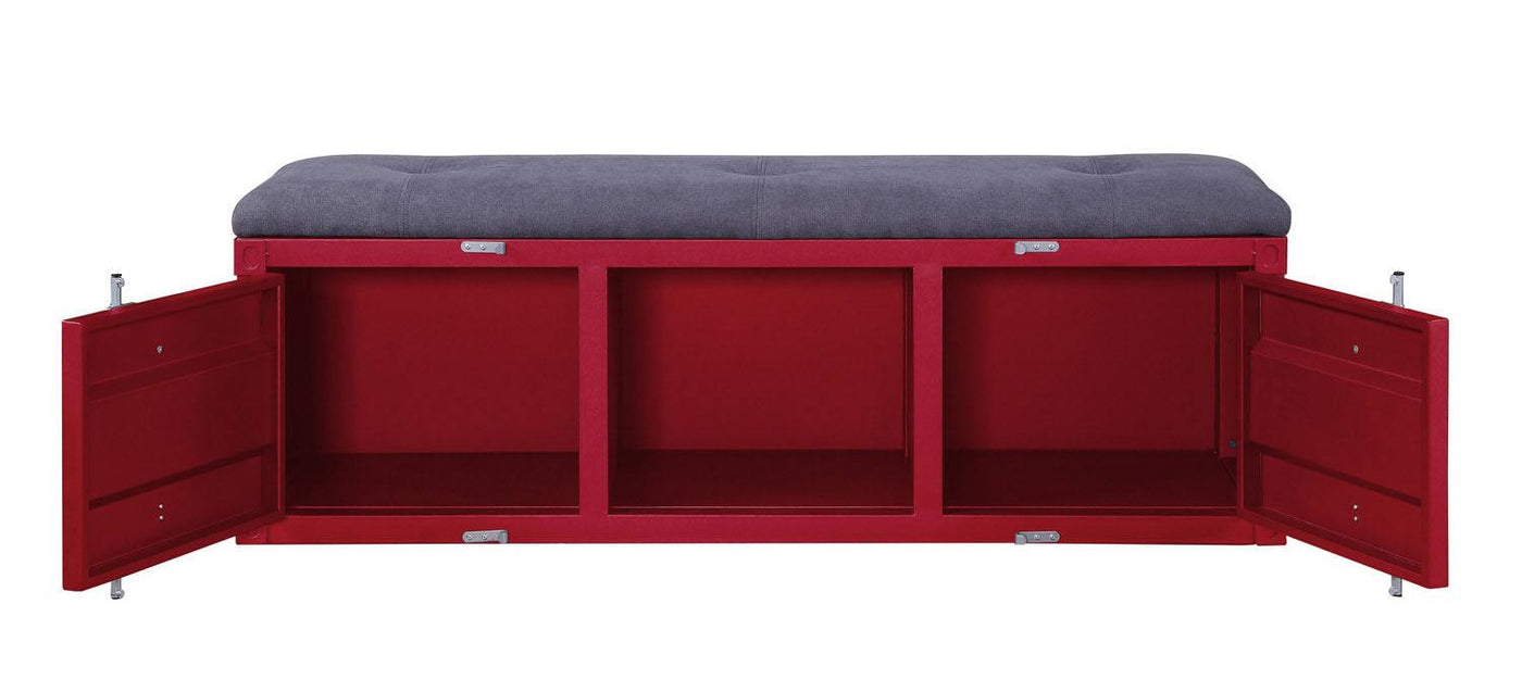 Konto Industrial Storage Bench - Red/Grey