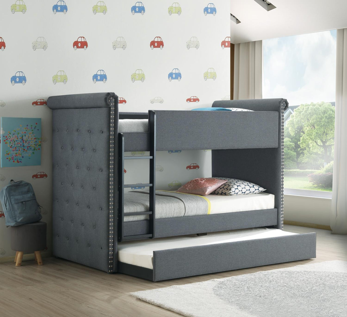 Jamboree Twin Bunk Bed with Trundle – Grey