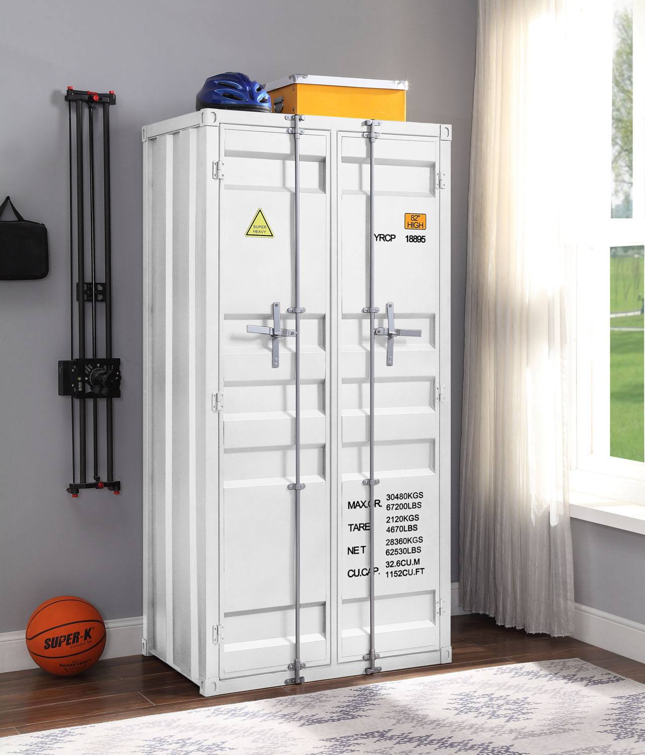 Konto I Industrial Tall Wardrobe - White