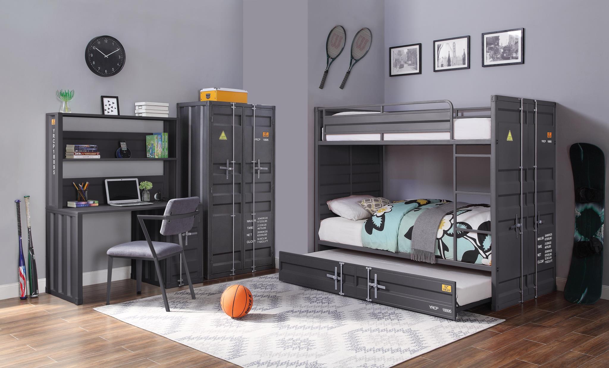 Konto Industrial Twin Trundle - Gunmetal Grey