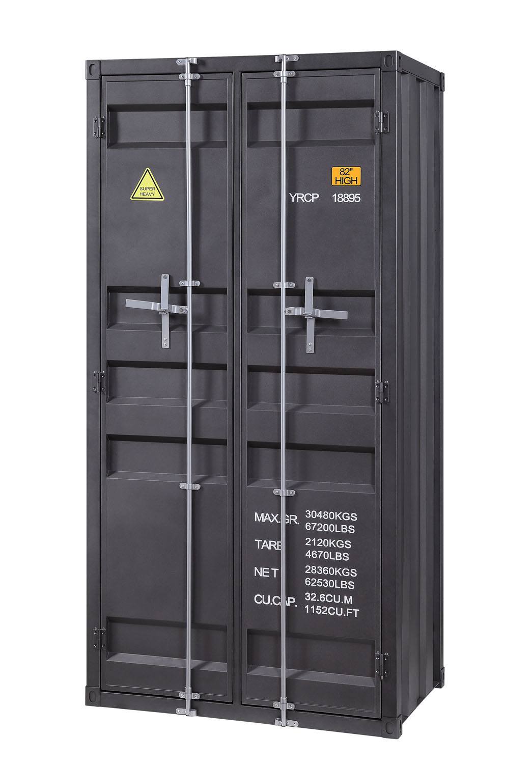 Konto I Industrial Tall Wardrobe - Gunmetal Grey