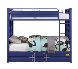 Konto Industrial Twin Bunk Bed with Trundle - Blue