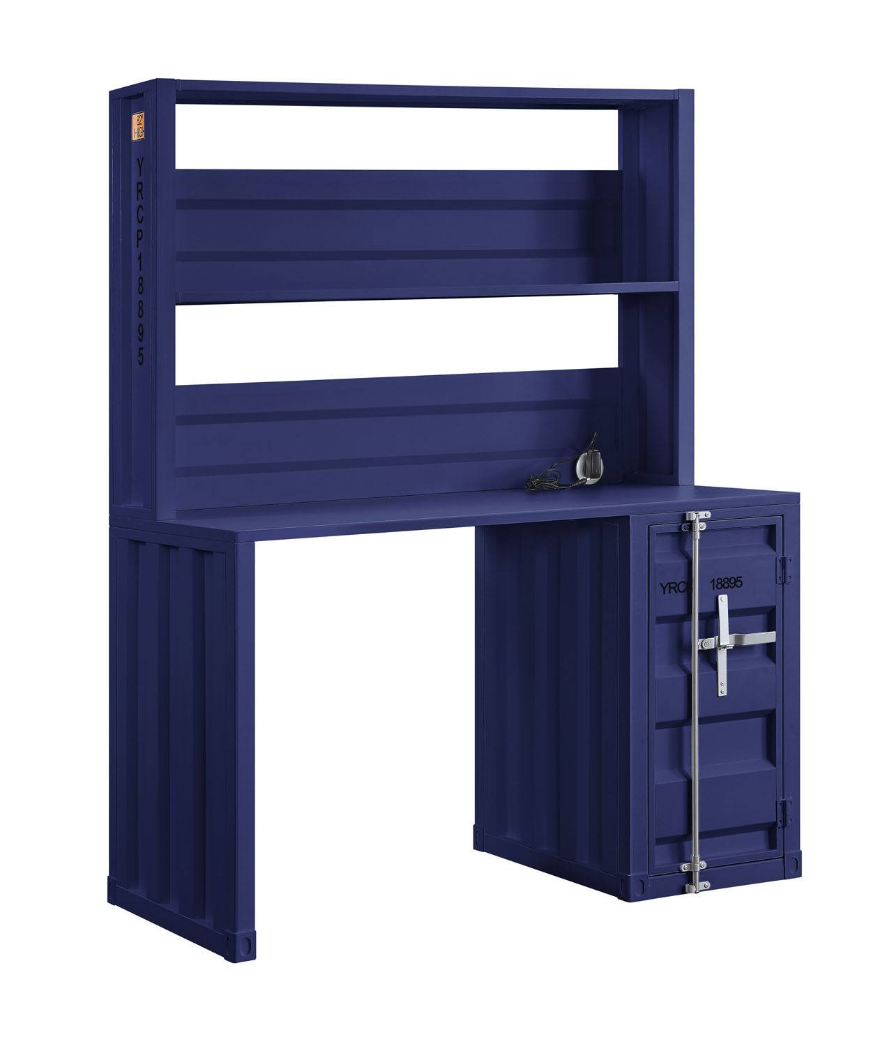 Konto Industrial Desk and Hutch - Blue