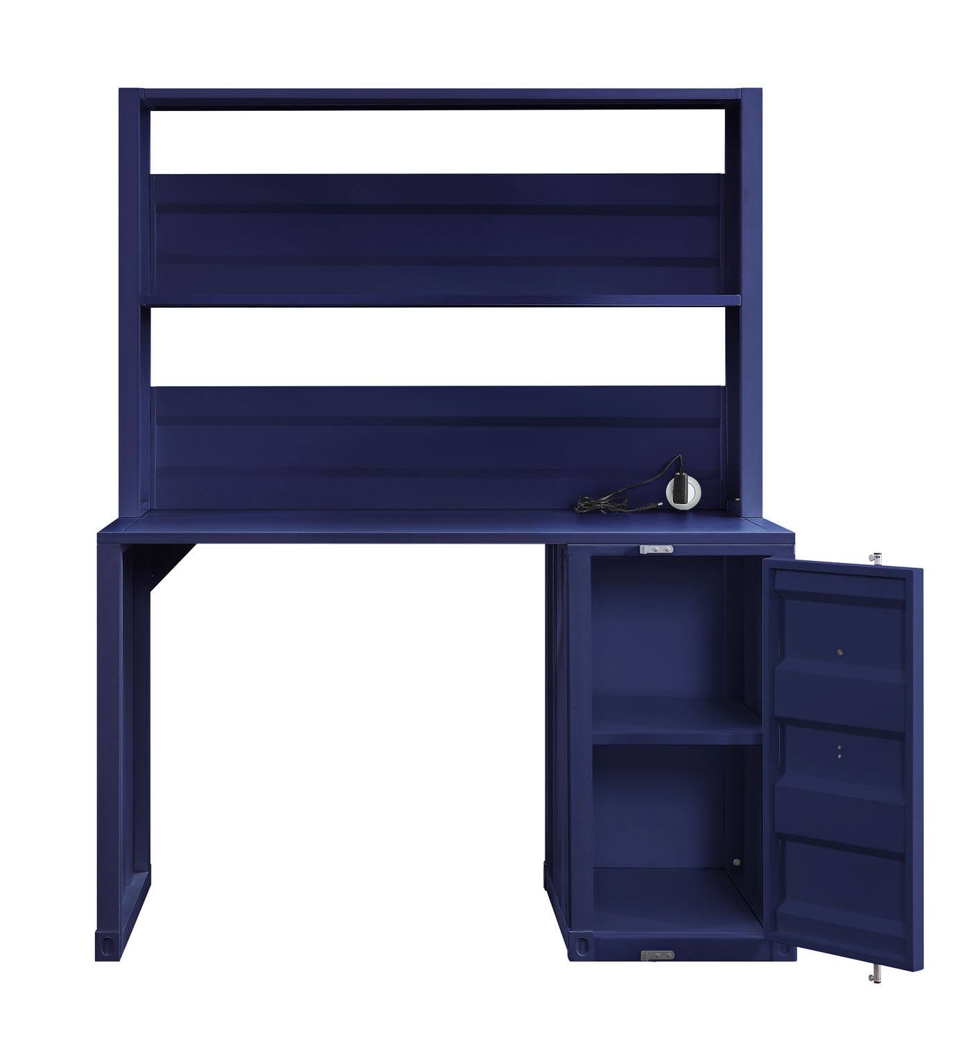 Konto Industrial Desk and Hutch - Blue