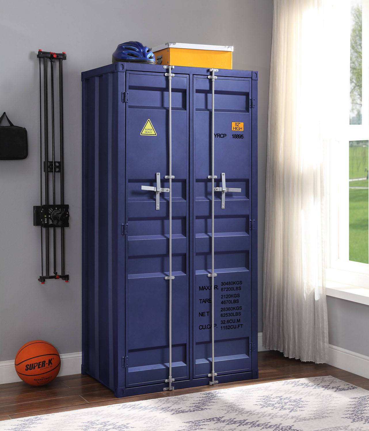 Konto I Industrial Tall Wardrobe - Blue