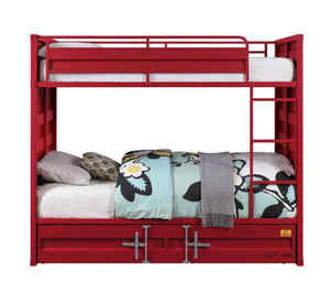 Konto Industrial Full Bunk Bed with Trundle - Red