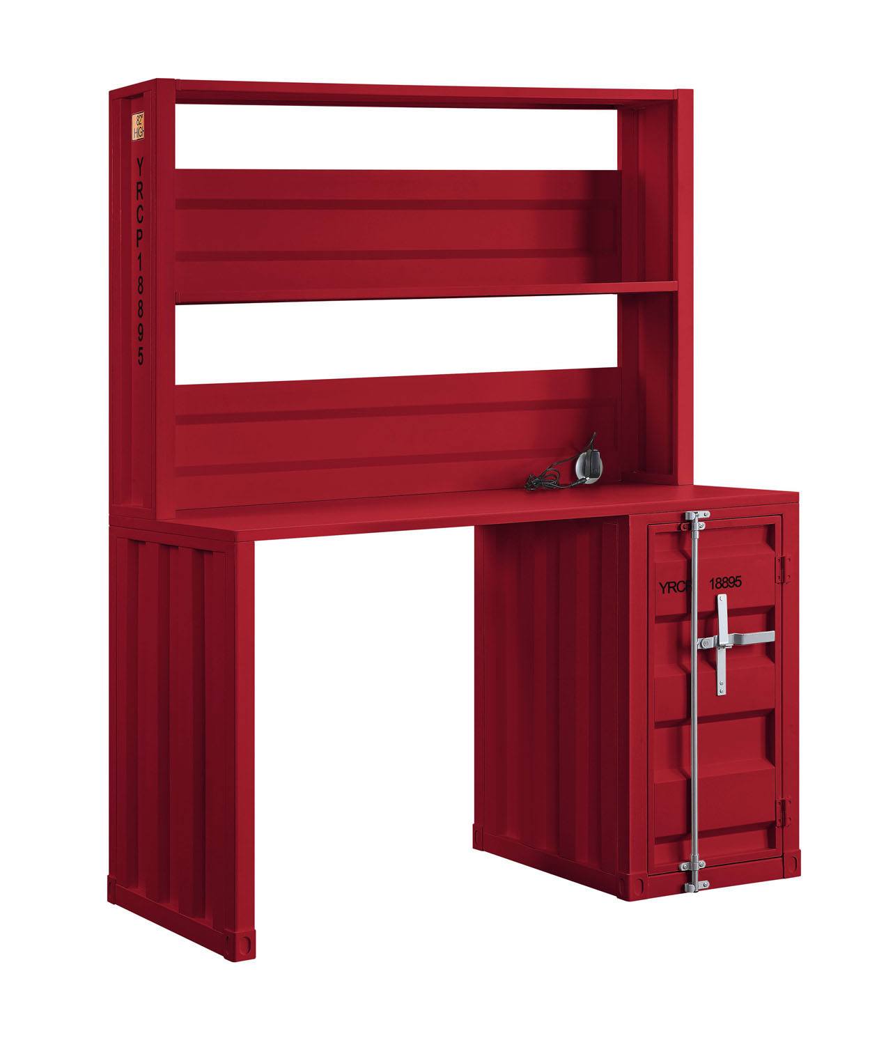 Konto Industrial Desk and Hutch - Red