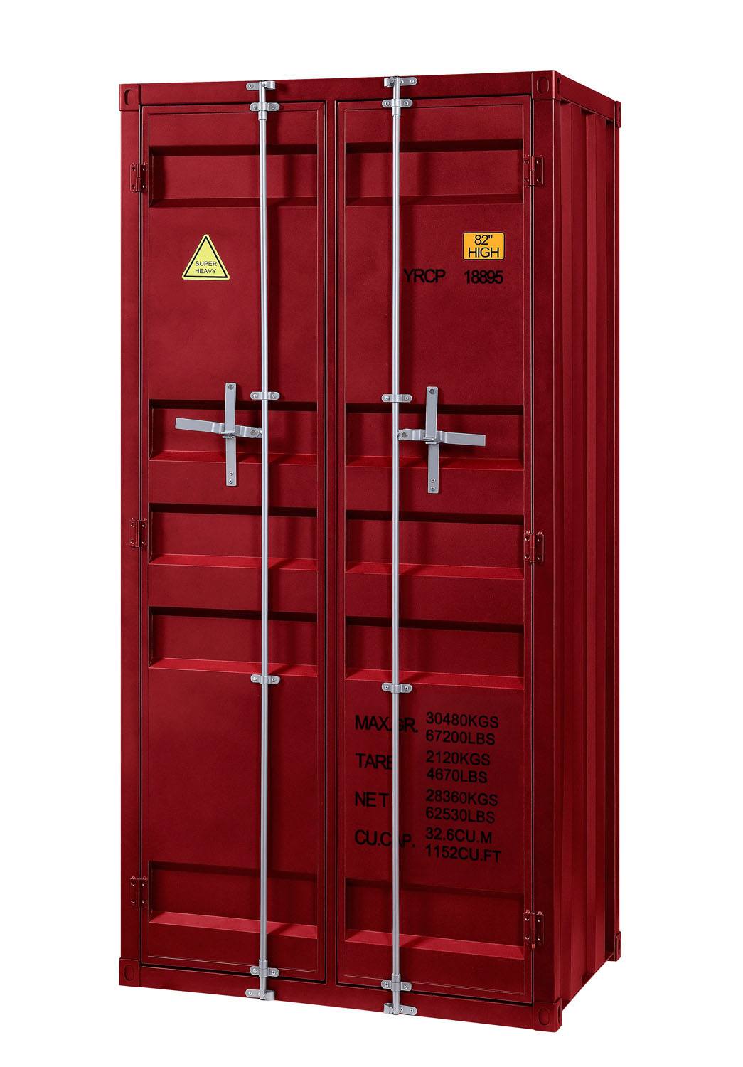 Konto I Industrial Tall Wardrobe - Red