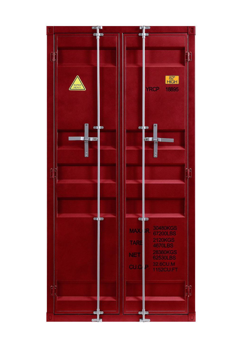 Konto I Industrial Tall Wardrobe - Red