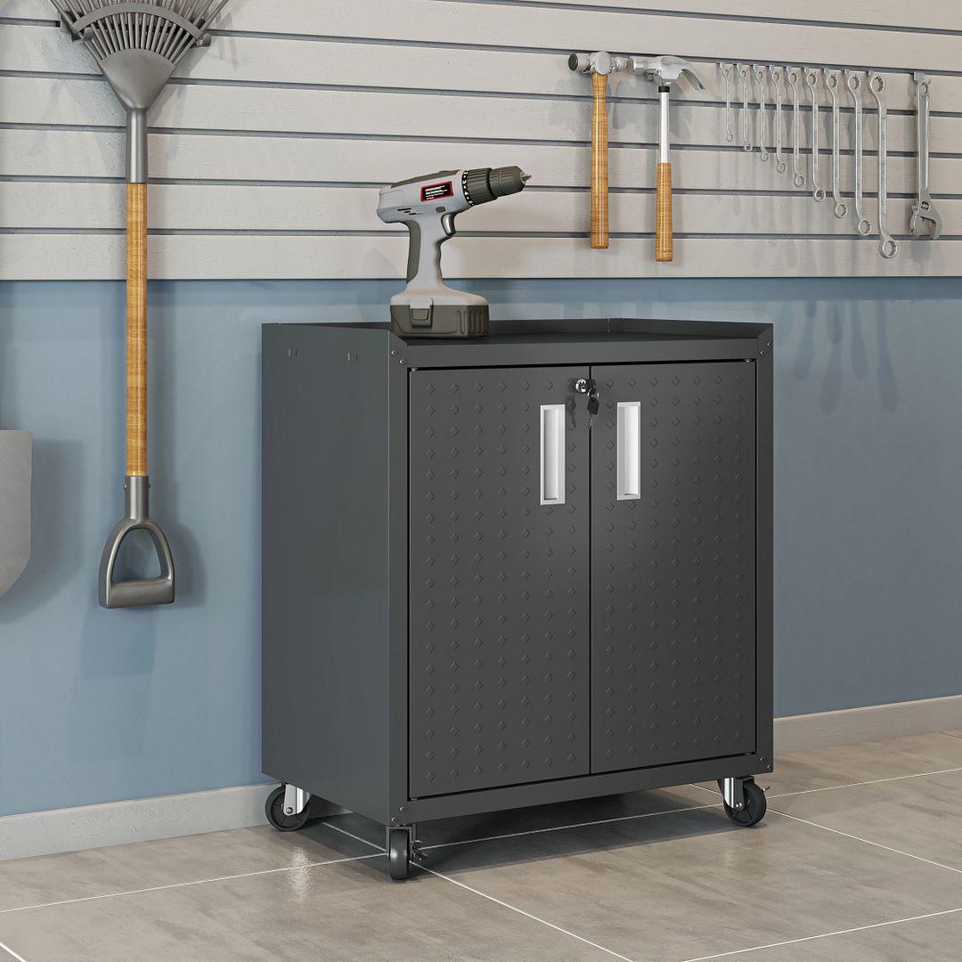Maximus 31.5" Mobile Garage Cabinet with Shelves - Charcoal Grey