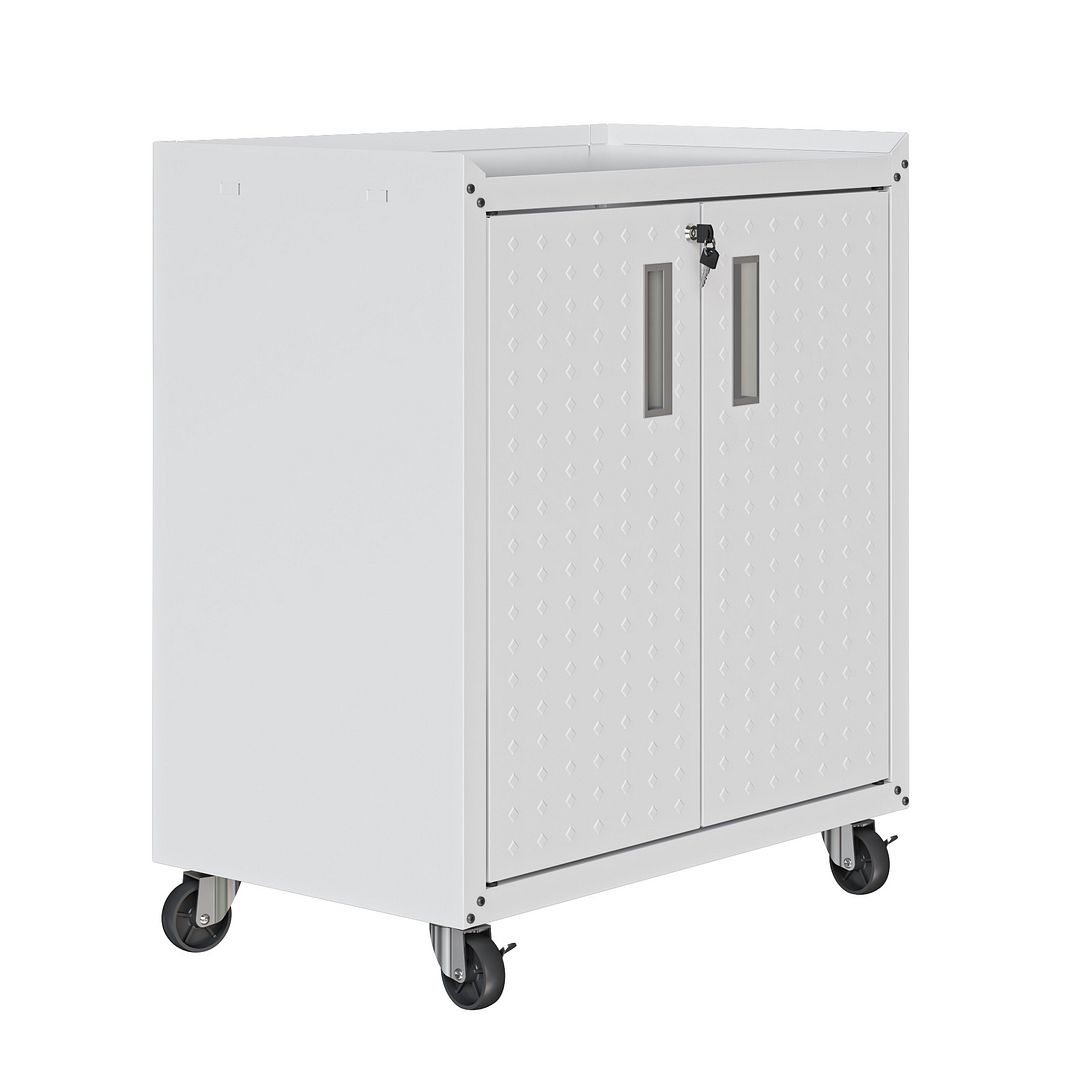 Maximus 31.5" Mobile Garage Cabinet with Shelves - White