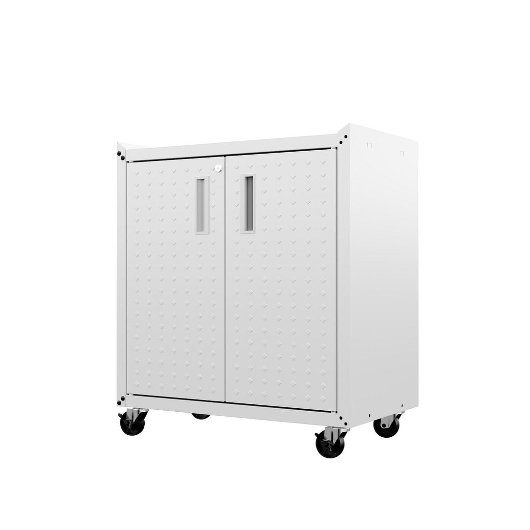 Maximus 31.5" Mobile Garage Cabinet with Shelves - White
