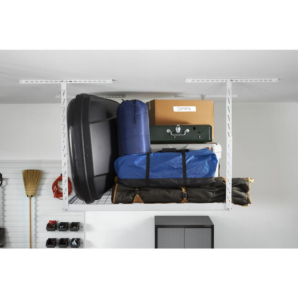Overhead Gearloft™ Storage Rack 4x4 Ft - Hammered White Storage Solution