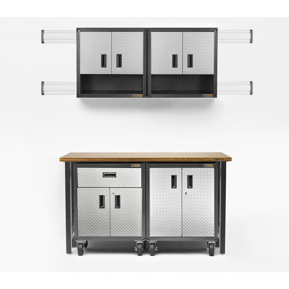 Ready-to-assemble 3/4 Door Wall Gearbox - Silver Tread Storage Solution