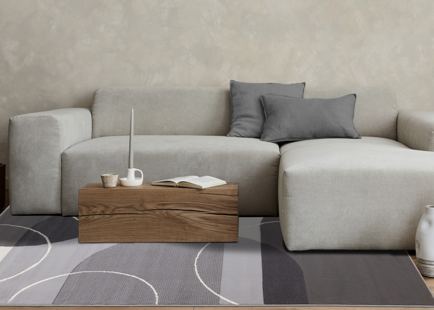 Functional Contemporary Area Rug - Grey - 5' X 8'