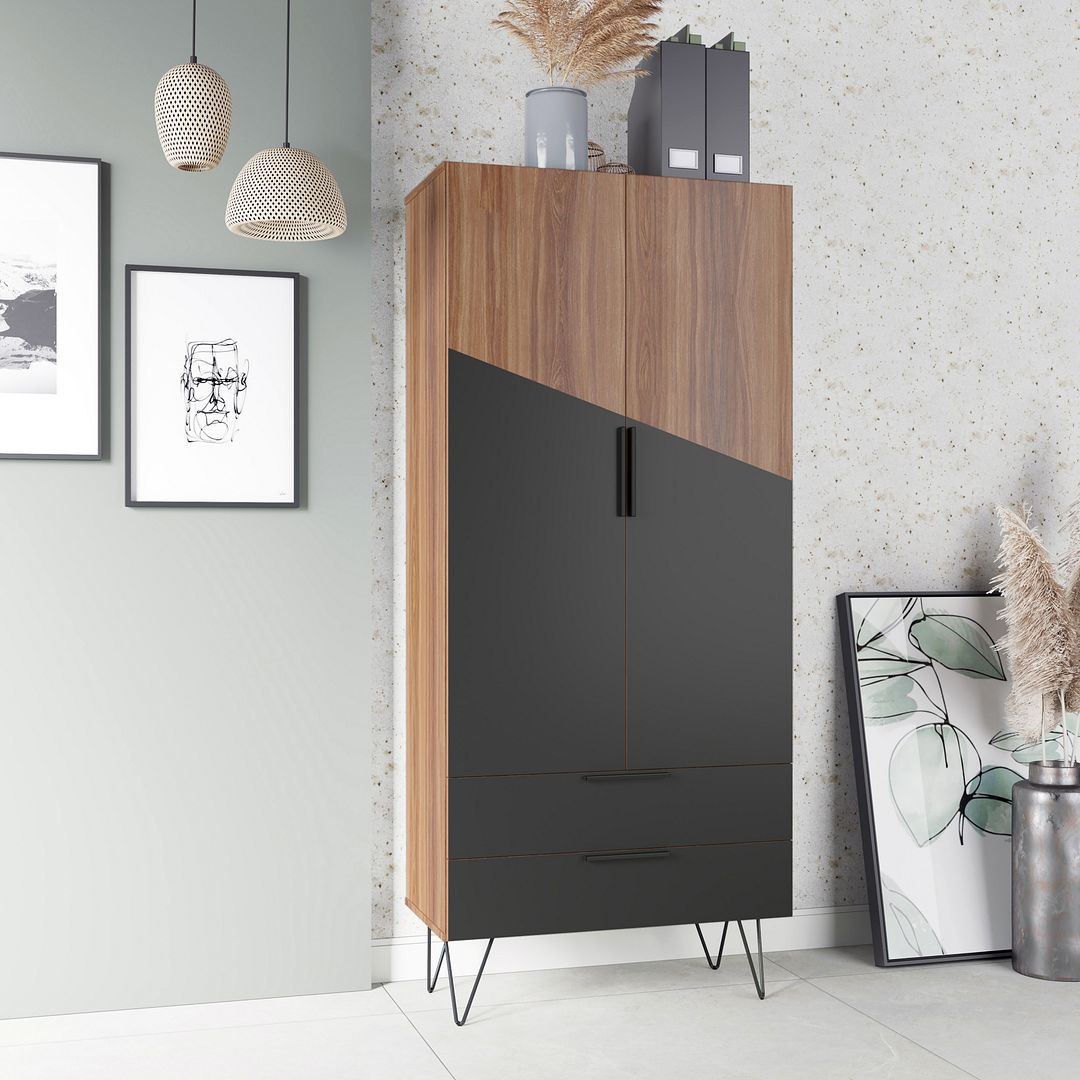 Velling Tall Cabinet - Brown/Black