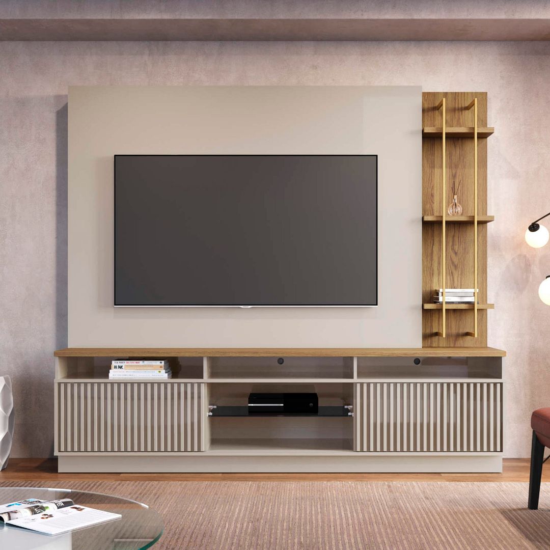 Norup 71" Entertainment Centre - Off White Gloss