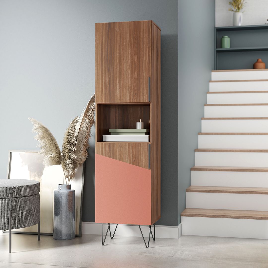 Velling Bookcase Cabinet - Brown/Pink