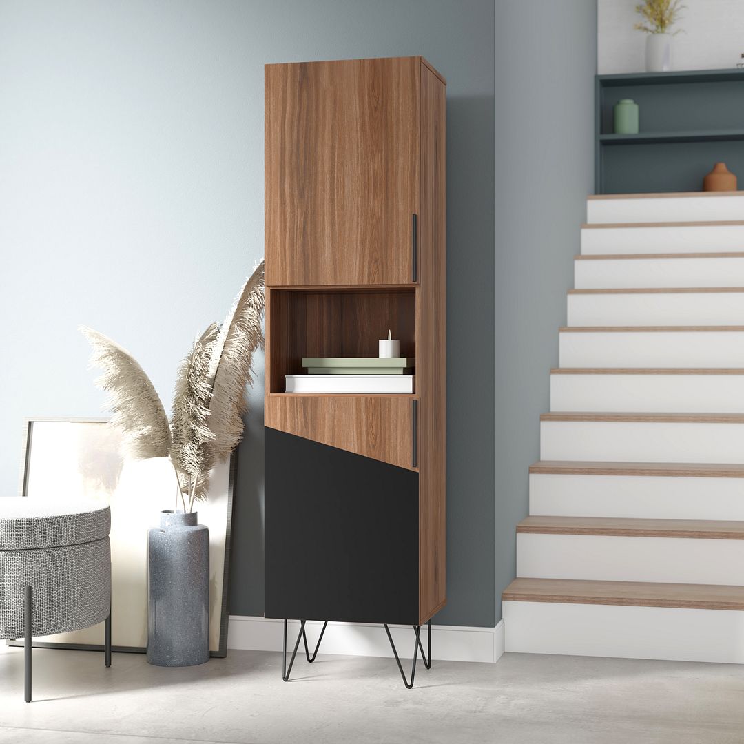 Velling Bookcase Cabinet - Brown/Black