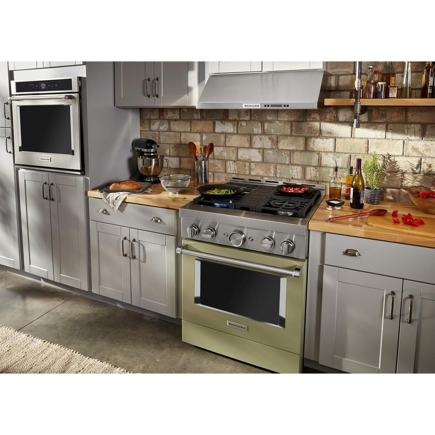 KitchenAid Matte Avocado Smart Dual Fuel Freestanding Range (4.1 Cu. Ft.) - KFDC500JAV