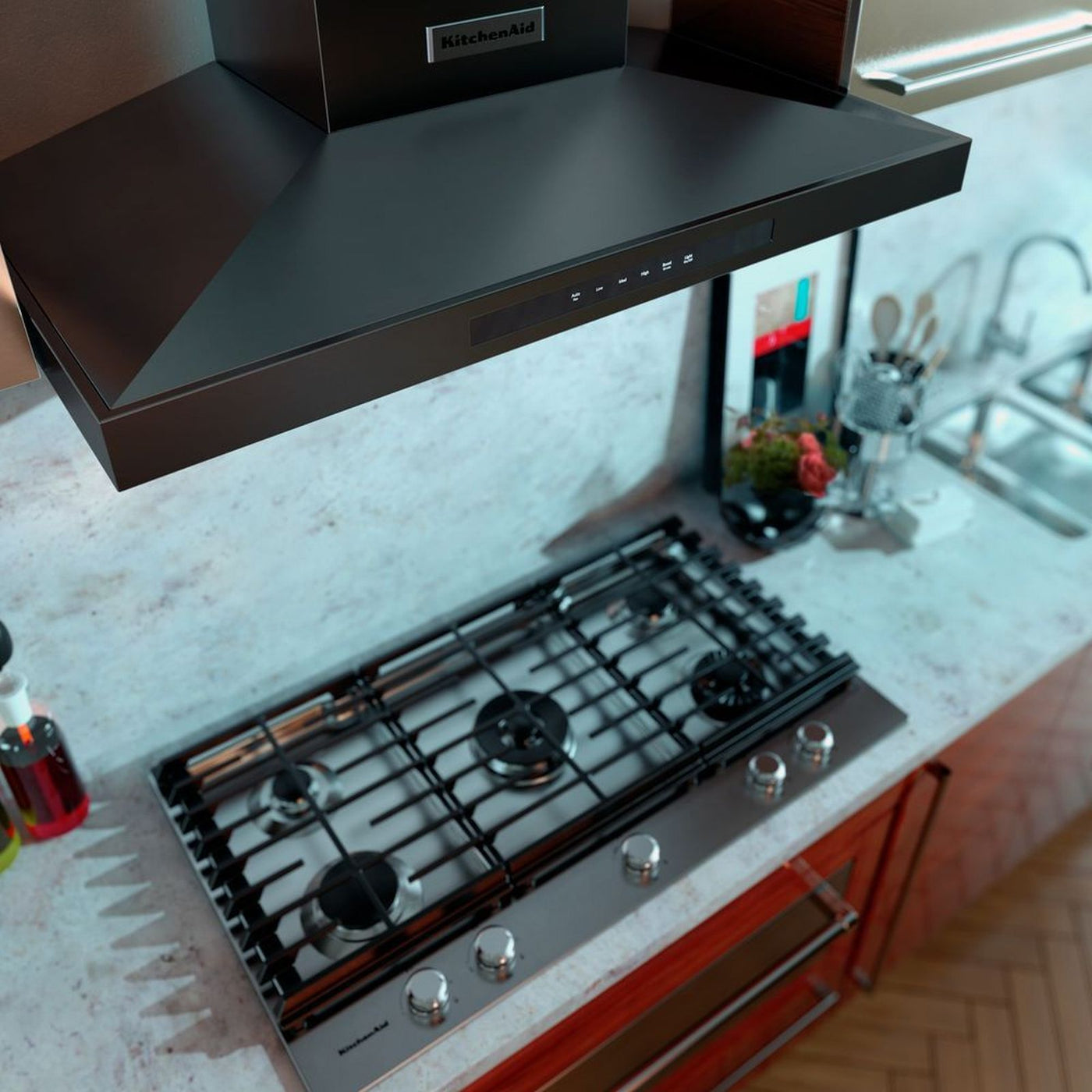 KitchenAid Stainless Steel with PrintShield™ Finish 36" Wall-Mount 3-Speed Canopy Hood - KVWB606HBS