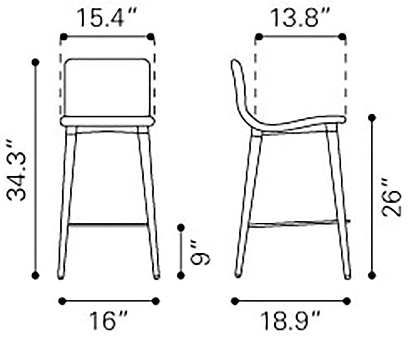 Carlisle Counter Stool - Grey - Set of 2