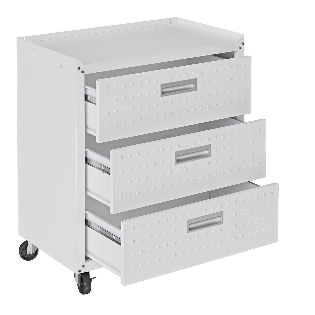 Maximus 31.5" Mobile Garage Chest with Drawers - White