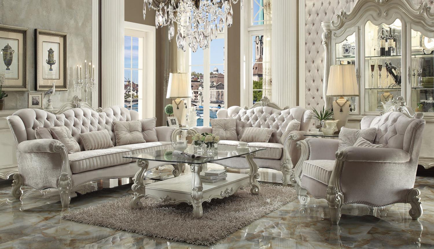 Escalera Accent Chair - Ivory Velvet and Bone White